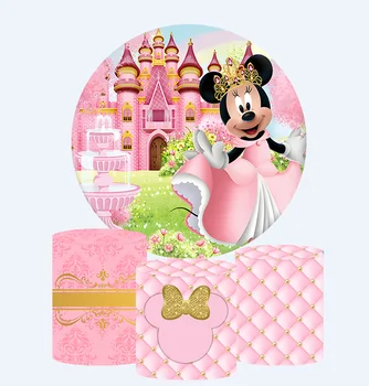 Фон за парти с Мини Маус Розова принцеса за момичета през Цялата Индивидуален фон Украса за рожден ден на дете, Сватба банер
