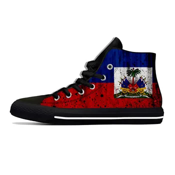 Хаити, Знаме на Хаити, Патриотическая гордост, модни забавно ежедневни тъканта, обувки с висок берцем, леки, дишащи мъжки и дамски маратонки с 3D принтом.