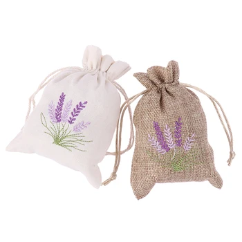 Холщовая чанта с бродерия от изкуствена канабис, чанта за съхранение на лавандула, чанта за съвсем малък, чанти за семена, памук, юта, чанта за ароматерапия сухи цветя