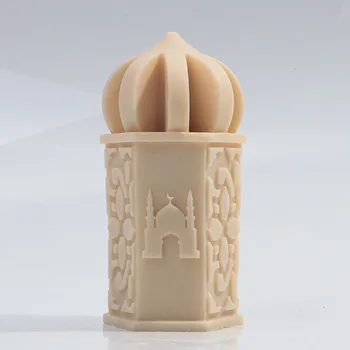 Цилиндрична Свещ с 3D замък Силиконова форма с Шарени, Ръчно изработени Колона Ароматна Свещ Форма на гипсова смола Инструменти за торта Начало Декор