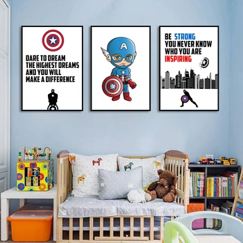 Цитат на Marvel Captian Amerian Плакат, картина върху платно, Супергерои, бъди силен, Принт, монтаж на стена изкуството, живопис за домашен интериор на детската стая, най-Добрият подарък