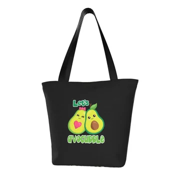 Чанта за пазаруване с анимационни Авокадо, дамски холщовая чанта през рамо, здрави торбички за пазаруване с авокадо