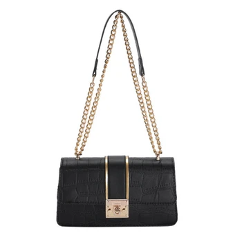 Чанта през рамо за жени, малка квадратна чанта на верига луксозни дизайнерски дамски чанти от изкуствена кожа, ежедневни чанти през рамо, преносима чанта с капак