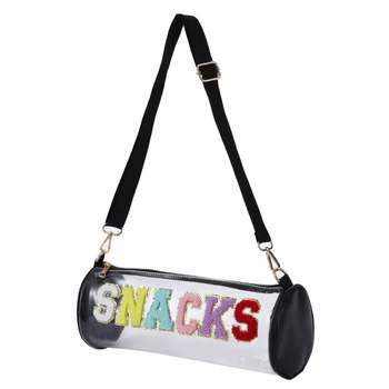 Чанта през рамо от прозрачен PVC, дамски модни ивици, косметичка през рамо, дамски ежедневни Универсална чанта за сладкиши и леки закуски