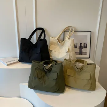 Чанта през рамо с голям капацитет, универсален водоустойчив найлон холщовая чанта, износостойкая дамска чанта-тоут