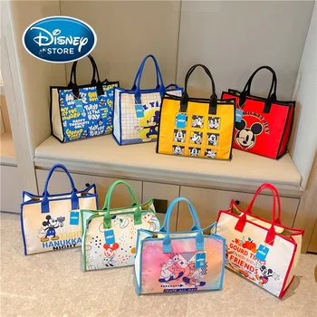 Чанта-тоут Disney с Мики Маус, стилна холщовая чанта-тоут с външния джоб, закрывающаяся отгоре на ципа, Квадратни чанти за пазаруване