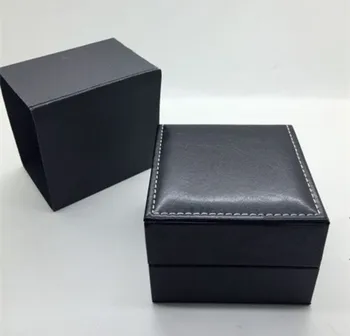 Черна кожена кутия за часовници, Нова Луксозна Кутия за часовници С възглавница, търговия на Едро Кутия за бижута, Подарък кутия, 26 Може да се коригира ЛОГО