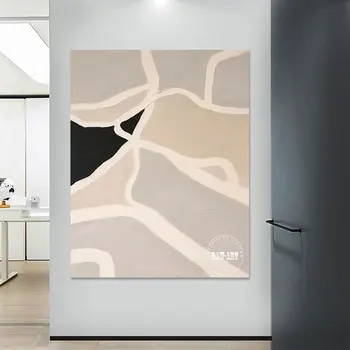 Черно произведение Декоративна линия на рисунката Канава дизайн Абстрактен стенен плакат без рамка Картина ръчна изработка на платното за подарък