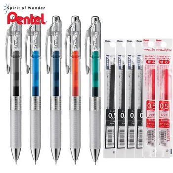 Япония Гел писалка Pentel BLN75TL Прозрачен пръчка с цветен център, гладка, бързосъхнеща, Лимитирана серия, 0,5 mm, канцеларски материали за учениците