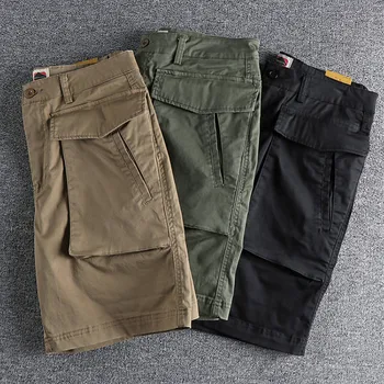 Японски ежедневни панталони с 3D голям джоб, мъжки памучни тъкани Леко свободни качествени панталони с цепка, гащички за пътуване на открито